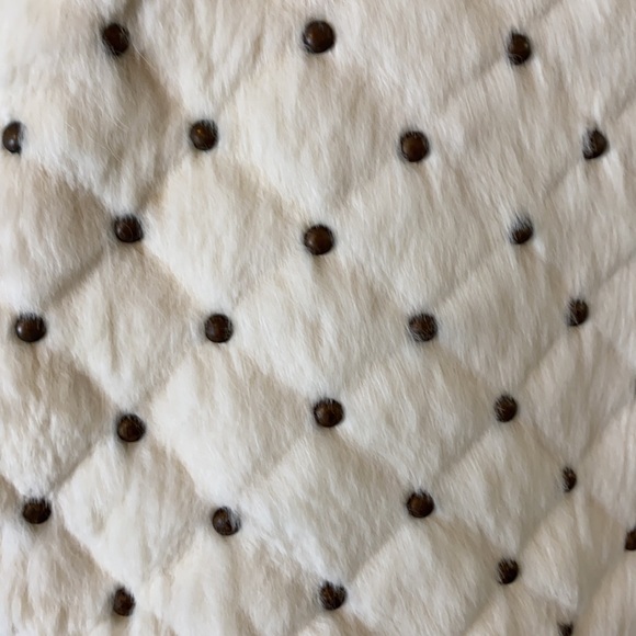 B’love faux fur Bolero Jacket with bronze studs in a diamond design. Size Large - Picture 3 of 7